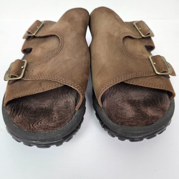 TEVA Alexandra Shoc Pro Brown Leather Adjustable Double Buckle Slide Sandal 11 - Picture 4 of 12